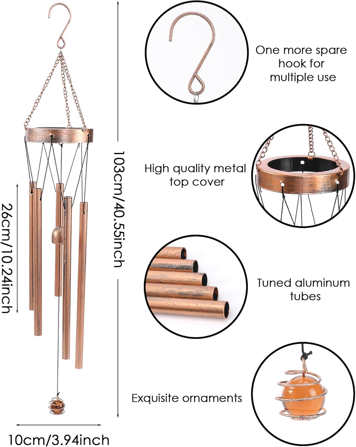 Solar Wind Chimes for Outside - Bigfoot Gifts Metal Windchimes with Solar Lanterns Sasquatch Outdoor Hanging Decor Garden Patio Yard Decoratoin Christmas Birthday Gift for Women Mom Grandma - Image 7