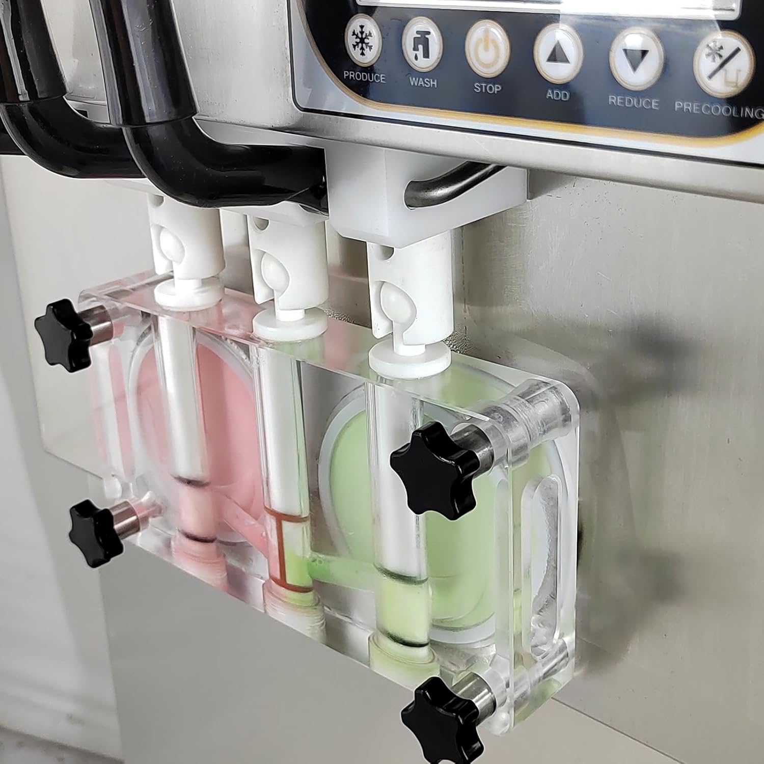 Commercial 3 Flavors Soft Serve Ice Cream Maker,21-27Quart/Hour Ice Cream Machine,Yogurt Ice Cream Maker,Upper Tanks Refrigerated,Auto Counting,Transparent Dispensers,For Restaurant Snack Bar