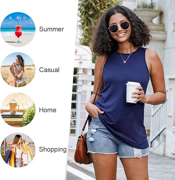 LONGYUAN Womens Tank Tops 2026 Casual Tunics Loose Sleeveless Summer Tops Basic Ladies Tee Shirts M-3XL
