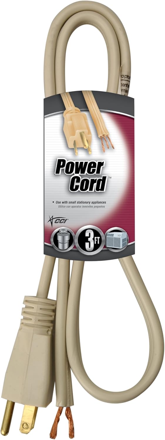 Coleman Cable 09736 16/3 Appliance Replacement Cord, 13-Amp 125-Volt SPT-3, 6-Foot