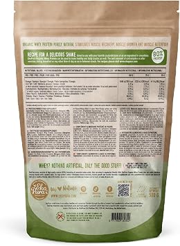 Ekopura Proteína Whey Ecológica en Polvo, Sin Sabor, 80% Proteína, 500 g