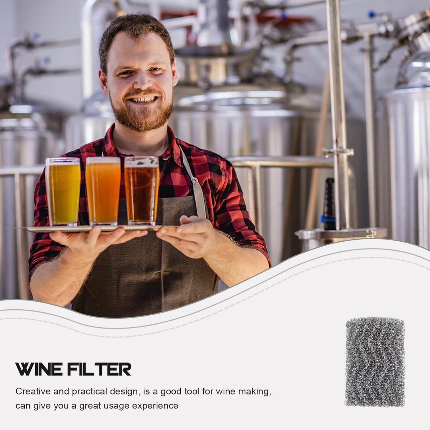Kichvoe 1roll Wine Filter Mesh Strainer for Home Brewing Portable Hop Filter for Efficient Distillation and Clarification Easy to Use and Install