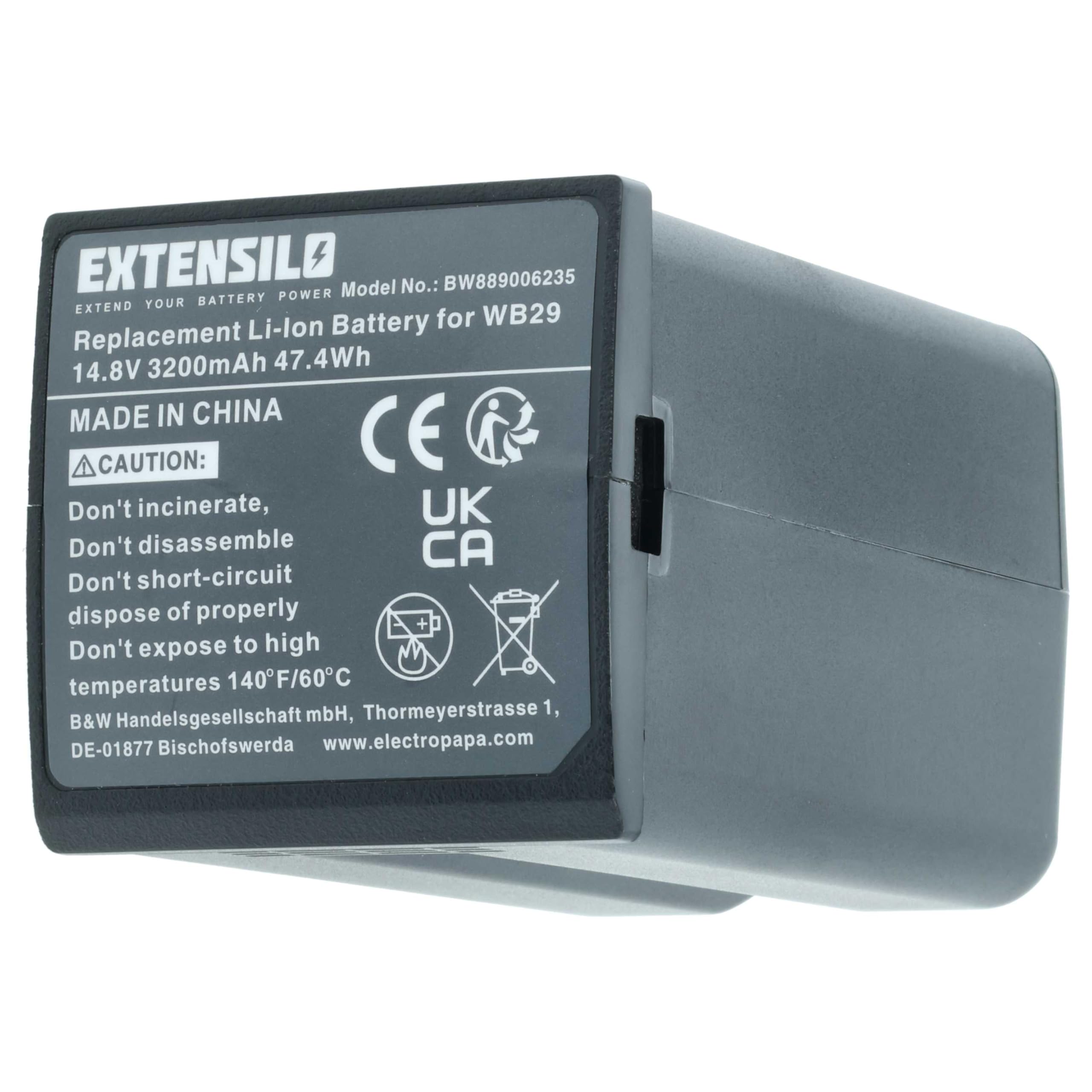 2X Akku kompatibel mit Godox WB300P, AD200, AD200pro, AD300 Pro Flash Blitzgerät, Kamera-Blitz (3200 mAh, 14,8 V, Li-Ion)