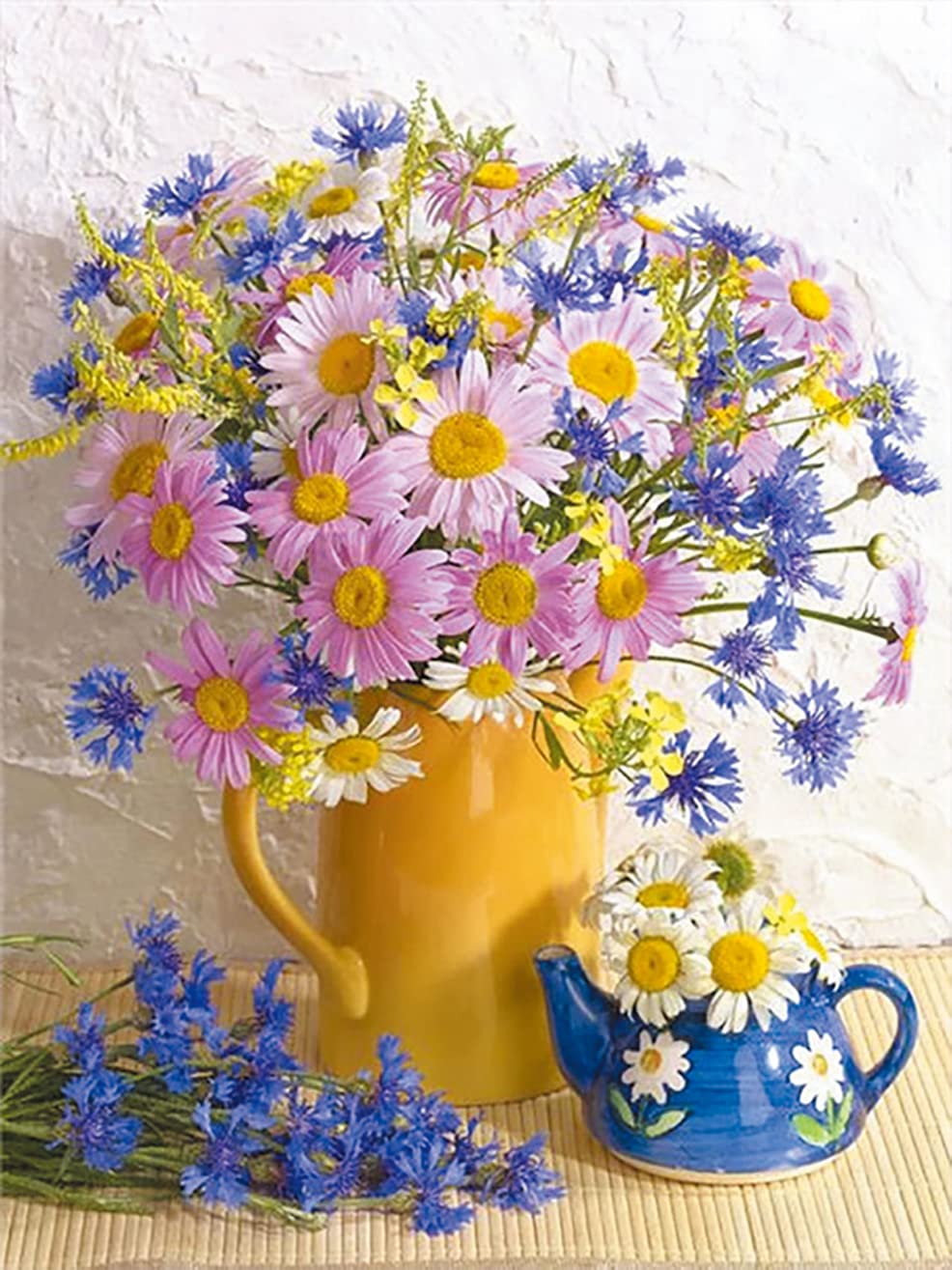 Own4b Vase Cross Stitch Kits Stamped, Flowers In Printed Pattern 11Ct 14.2X18.1 Inch Diy Embroidery Kit (Vase)
