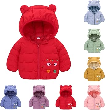 Toddler Boys Girls Winter Coat Bear Ears Hooded With Pocket Jacket Wear Thicken Windproof Kid Padded
