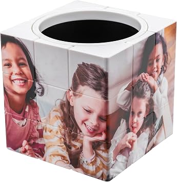 Custom Acrylic Photo Pen Holder Personalized Desk Organizer Makeup Brush Holder with 5 Family Photos Suitable for School Office Home Decoration