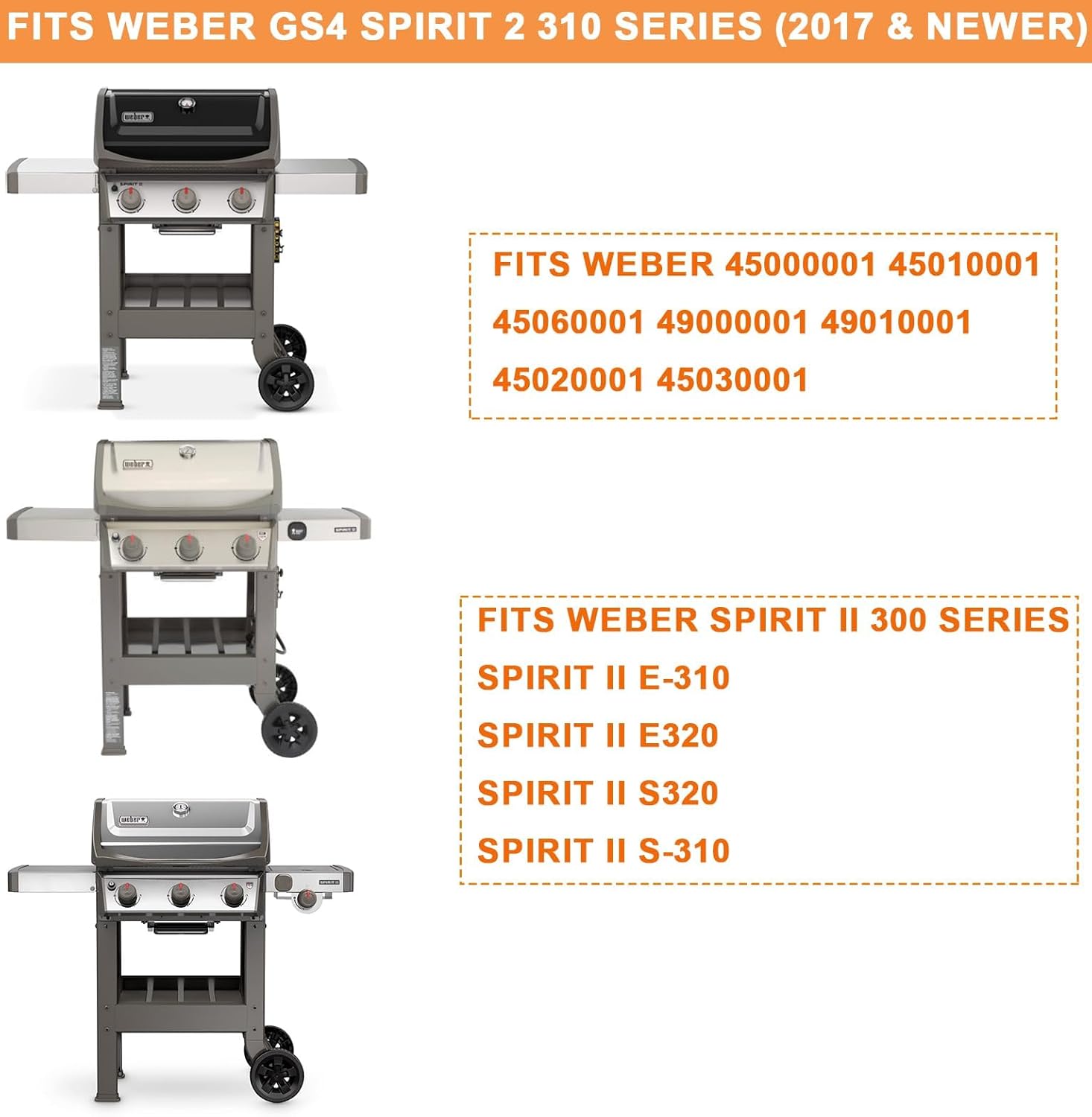 Grill Replacement Parts for Weber Spirit 2 Grill Parts GS4 Spirit II E310 E320 S310 S320 Parts for Weber GS4 Spirit 2 Burner Tube 67025 67103 69787 & Weber Heat Deflector 67060, Crossover Burner 67279