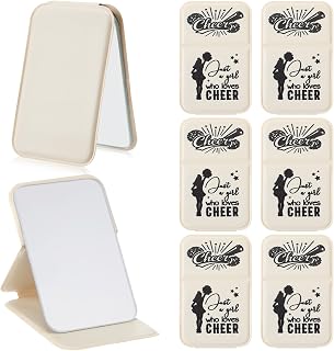 RattanView 6 Pcs Cheerleader Gifts Cheer Compact Mirror Team Gifts, Black