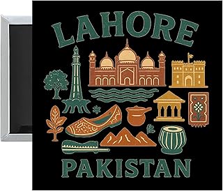 Lahore Pakistan Keepsakes Souvenir 2.5 x 2.5-Inch Fridge Magnet (2-Pack)