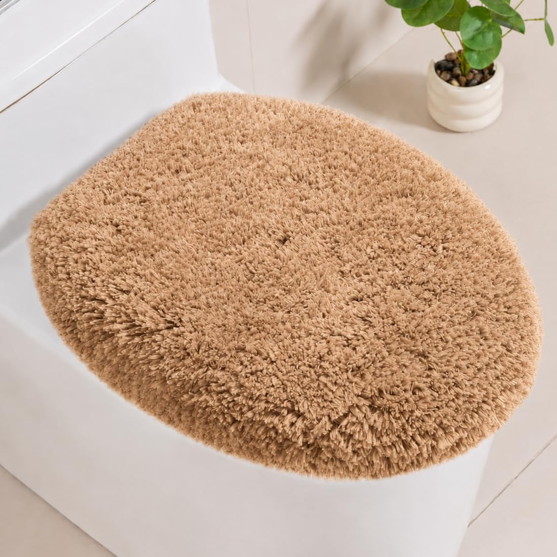Microfiber Elongated Toilet Seat Cover, 19.5"x15" Machine Washable