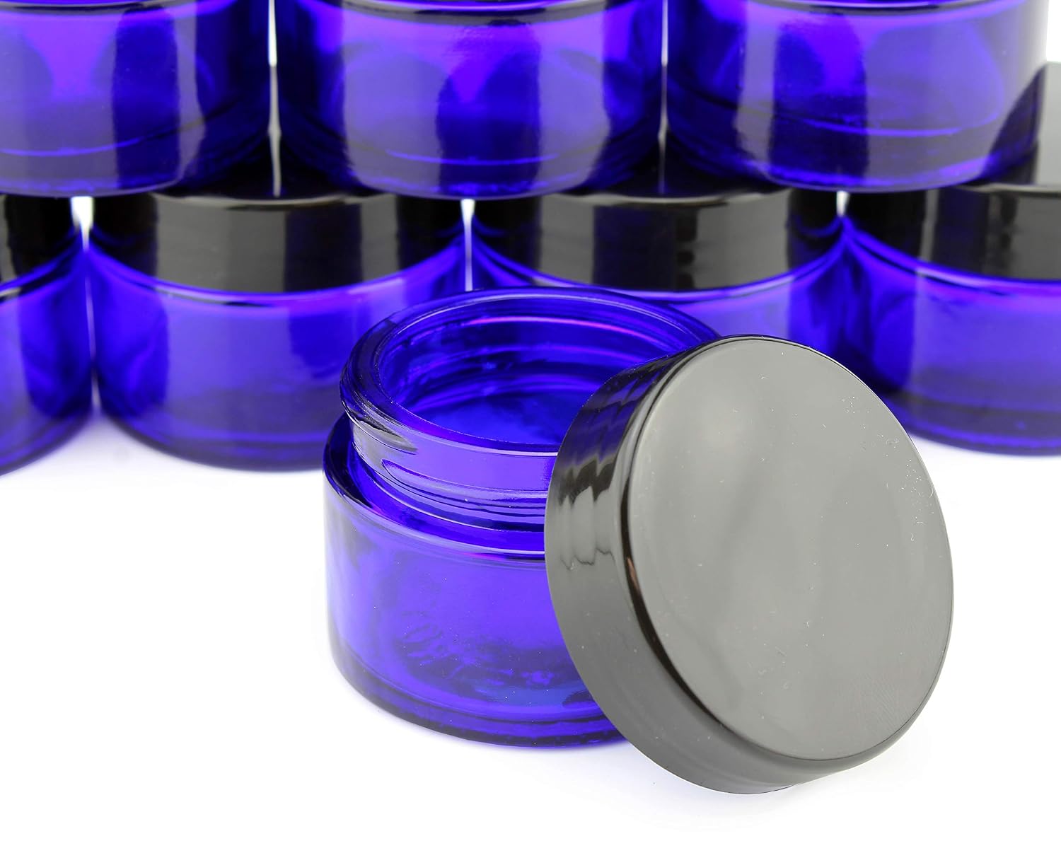 Cornucopia 1-Ounce Cobalt Glass Jars (12-Pack); Little Straight-Sided Cosmetic Containers for Aromatherapy, Balms, & Lotions, 2-Tablespoon Capacity