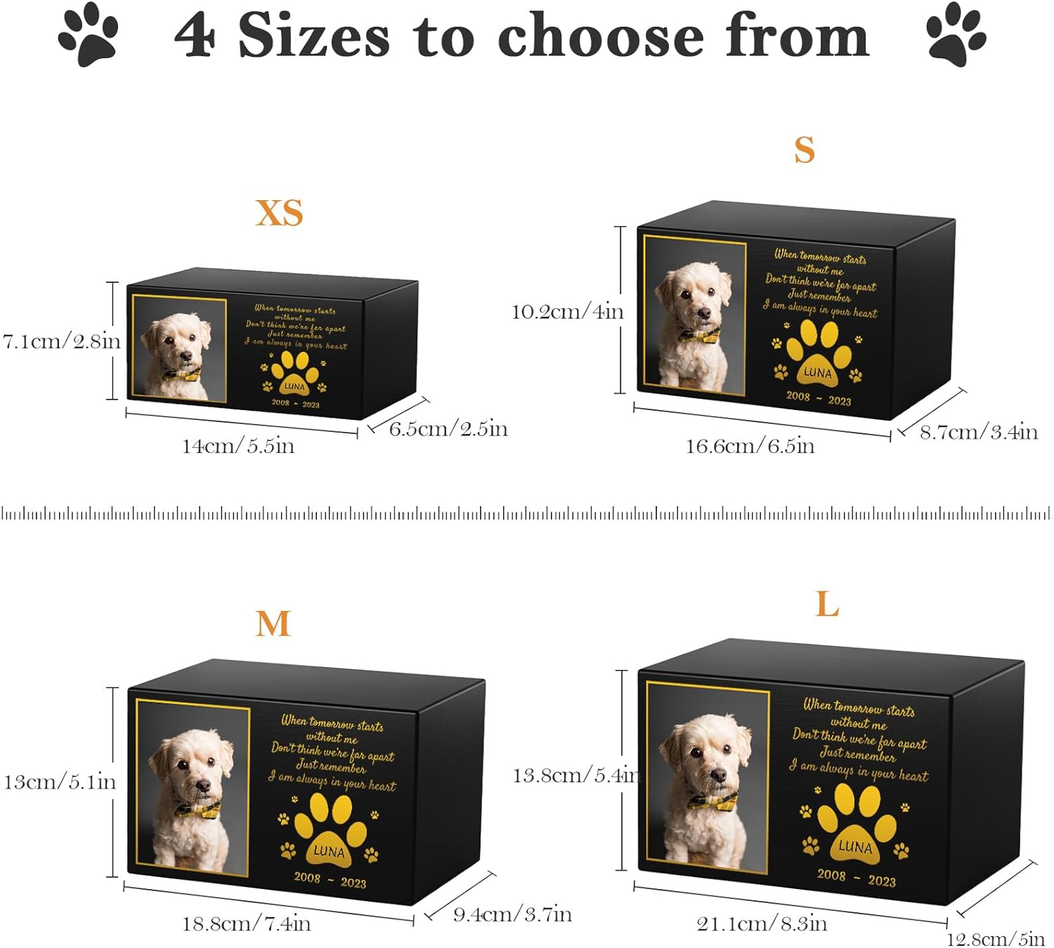 Bemaystar Personalized Pet Urns for Dogs Ashes - Custom Wooden Keepsake Urn Box with Photo for Pet Memorial Keepsake, Box Pet Cremation Urn, Sympathy Gift for a Pet Weight of Up to 10 lbs - Image 5