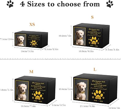 Bemaystar Custom Pet Urns for Dogs Ashes - Large Personalized Pet Memorial Box with Photo, Pet Cremation Urn Box, Wood Keepsake Urn for Pet Cremation, Sympathy Gift for a Pet Weight of Up to 120 lbs