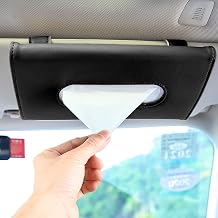 XINLIYA Car Tissue Holder, Sun Visor Napkin Holder, Hanging Paper Towel Case, PU Leather Tissue Box, Universal Auto Leather Visor Tissue Holder for Car Accessories Interior Black