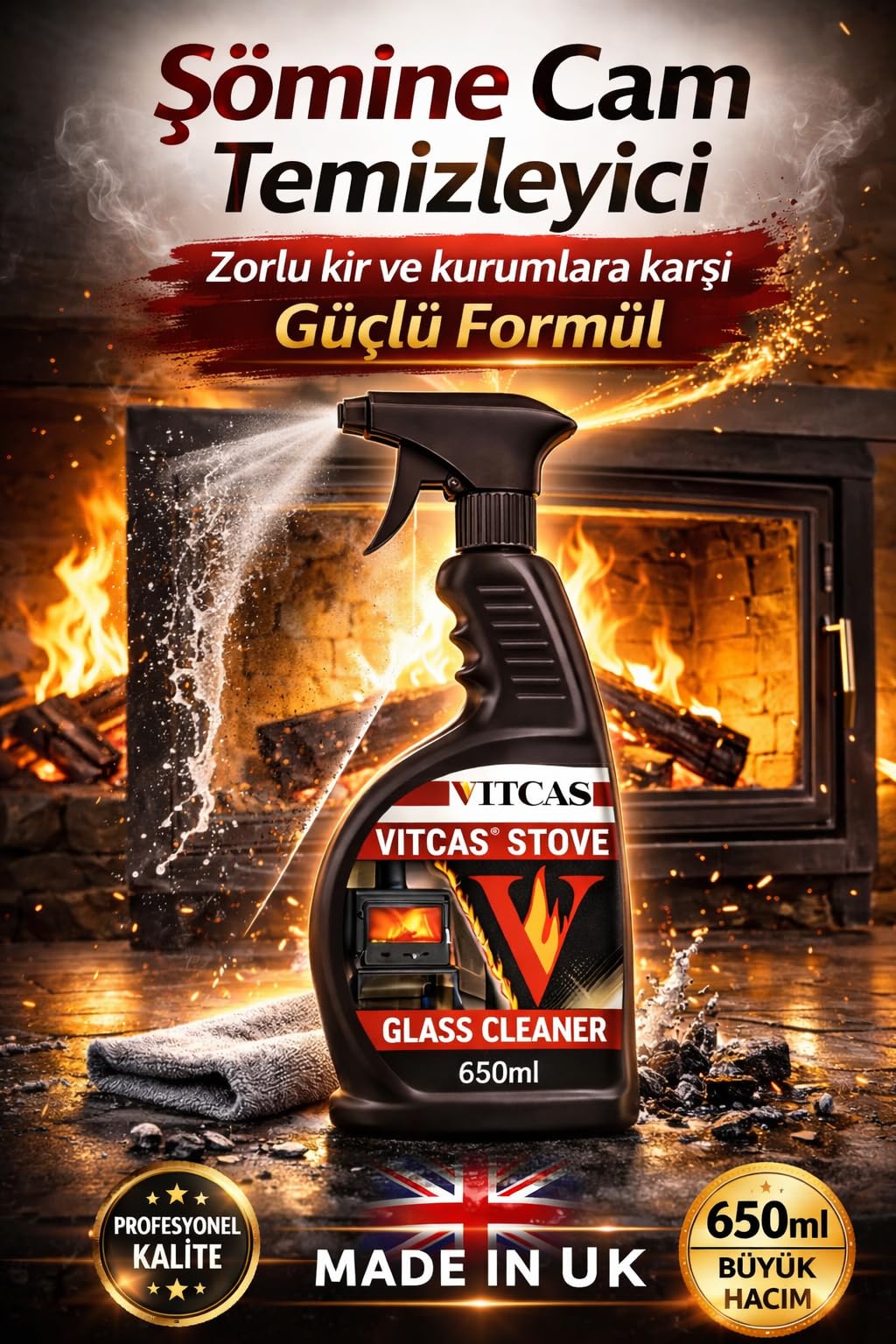 Şömine BBQ Soba Ocak Cam Ve Izgara Temizleyeci Spreyi 650 ml