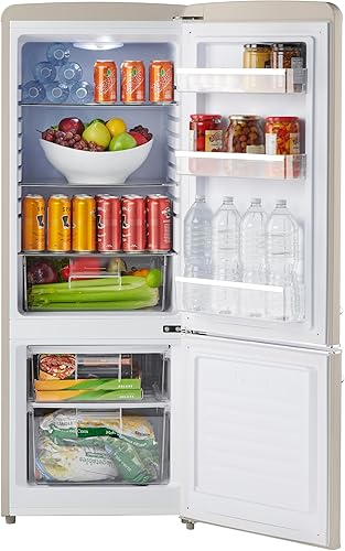 Miniatura 3 de iio Refrigerador pequeño retro navideño de 22 pulgadas y 7 pies cúbicos con parte inferior del congelador, mini refrigerador para dormitorio, 3