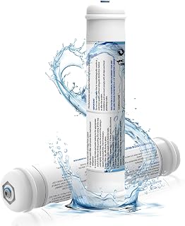 Garden Hose Water Filter, 1/4" Quick-Connect Filter Replacement Cartridge Inline Water Filter for Refrigerator, Ice Maker, Under Sink System, Reverse Osmosis Water System, 2 Pack