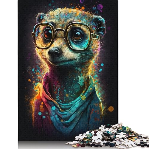 Rompecabezas de 1000 Piezas Suricata con Gafas Rompecabezas para Adultos Rompecabezas de cartón Grandes…