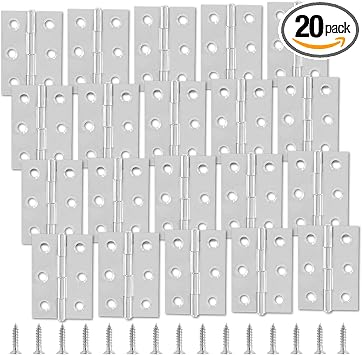 20pcs 3 Inch Butt Hinges, Stainless Steel Cabinet Hinges, Chrome | Small Door Hinges, Window Hinge, Folding Box Hinges, For Jewelry, Wooden, Chest Box