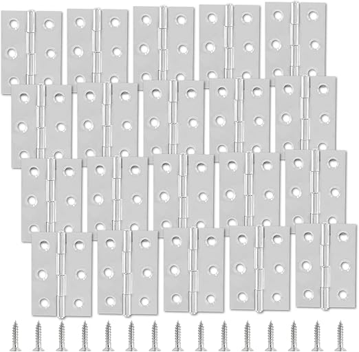 20pcs 2 Inch Butt Hinges, Stainless Steel Cabinet Hinges | Small Door Hinges, Window Hinge, For Jewelry, Wooden, Chest Box, Chrome