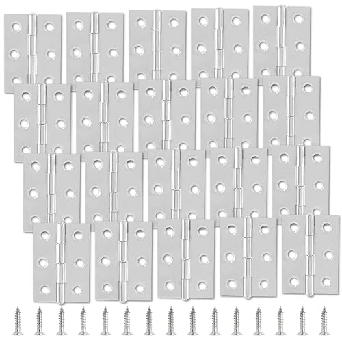 suiwotin 20pcs 2 Inch Butt Hinges, Stainless Steel Cabinet Hinges | Small Door Hinges, Window Hinge, For Jewelry, Wooden, Chest Box, Chrome