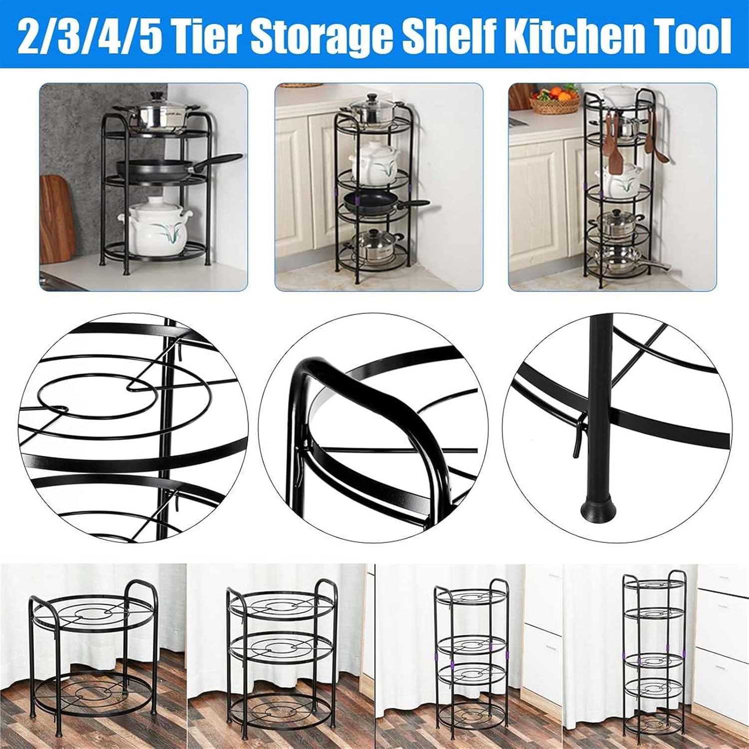 Kitchen Storage Rack Multi-layer Stainless Steel Pan Organizer Holder Cutting Board Pan Pot Multifunctional Shelf Kitchen Cookware Storage Rack Holders Storage Shelves (Color : 4 layer) (3 layer )