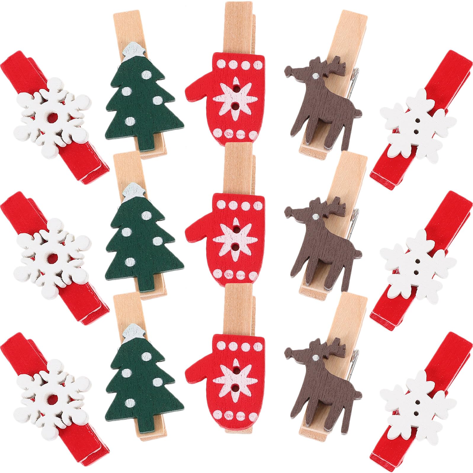 125 Pinzas de Madera Navideñas BESTYASH para Fotos y Manualidades