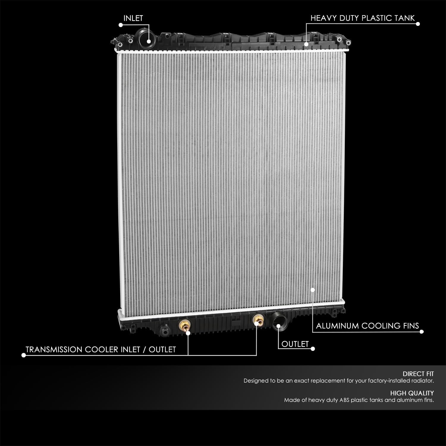 DNA MOTORING 2-Row Aluminum Radiator Compatible with 11-13 Volvo VAH / 07-14 VHD / 08-14 Mack CHU GU8 GU7, 2001-3017, 2MF559M, 2MF567M, OEM-RA-FL-065