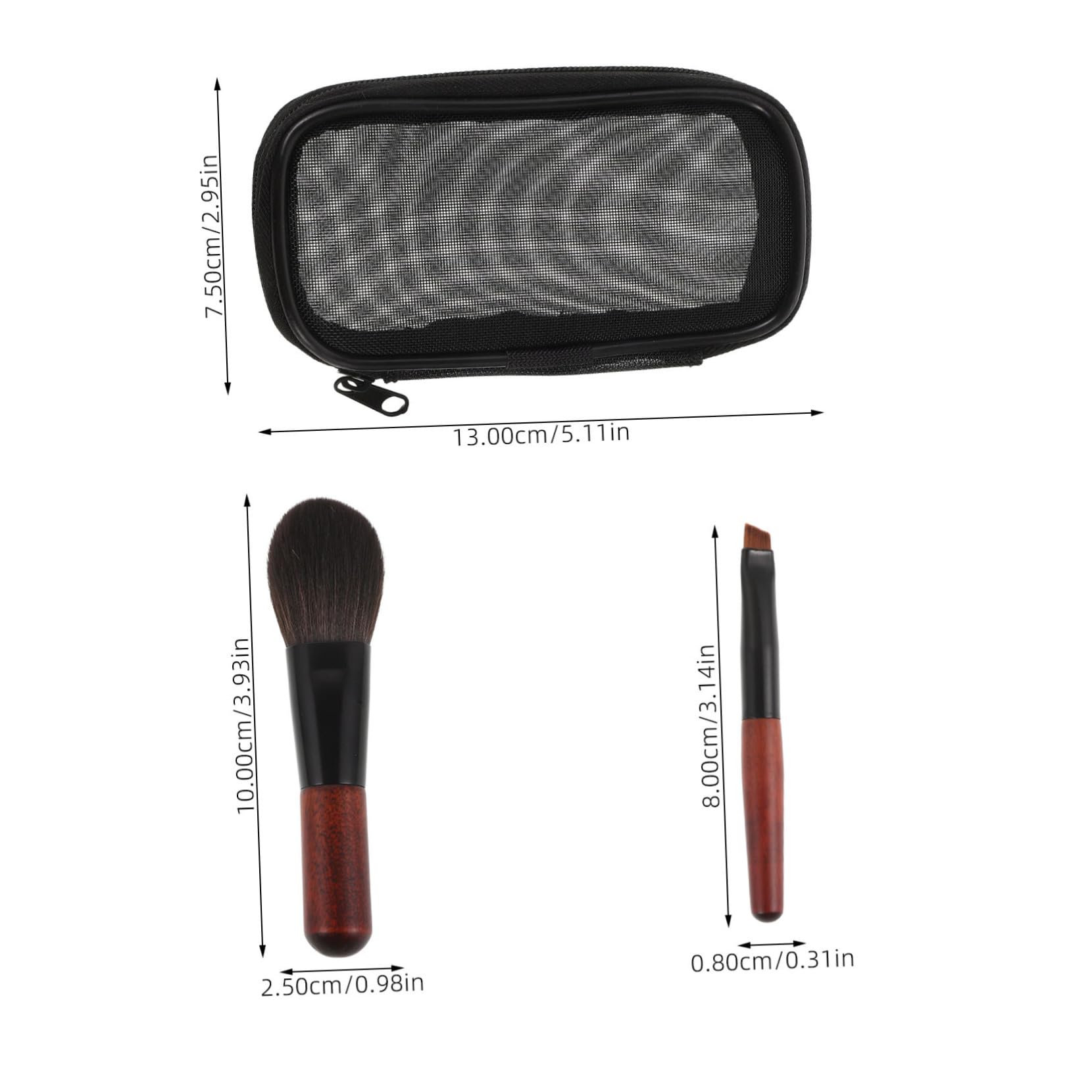 TOVINANNA 1 Set Portable Makeup Brush Set for Travel Cosmetics Brushes with Soft Bristles for Blending Eyeshadow and Concealer Application Includes Carrying Bag