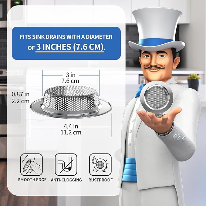 Colador de Fregadero MR.SIGA, Acero Inoxidable, Pack de 3 miniatura 3