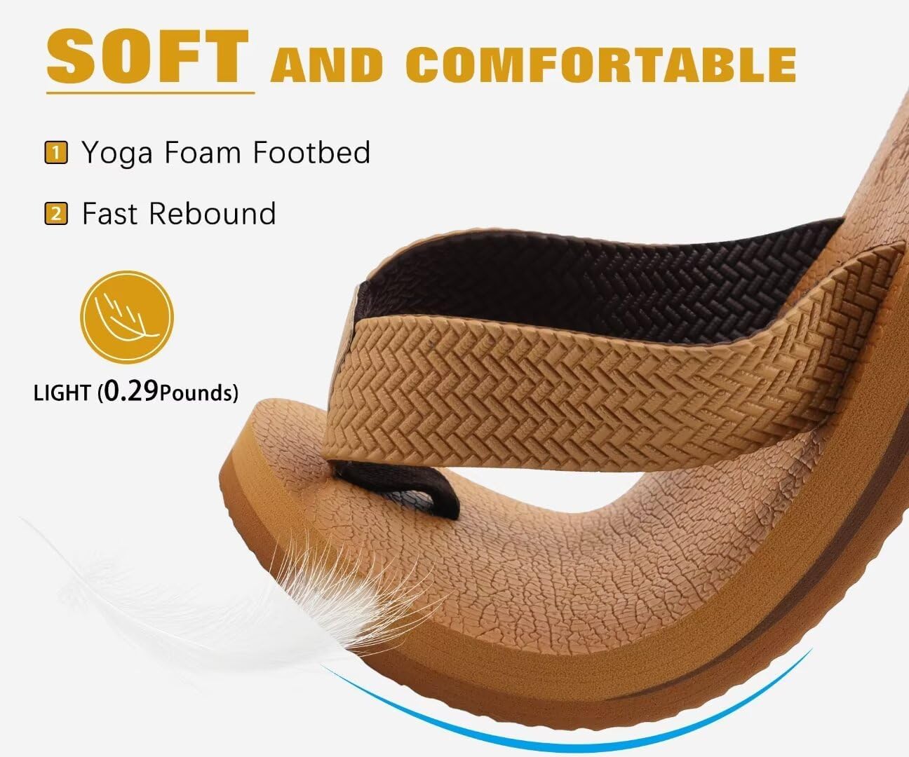 KuaiLu Men's Leather Flip Flops Arch Support Summer Beach Pool Water Thong Sandals Waterproof Rubber Walking Shoes 11 Light Khaki image 3 of 9 B0D546Q6D7