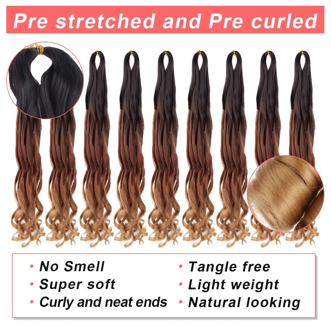 Xtrend 8 Packs 10 Inch Pre Looped Curly Ends Hair Extensions for Goddess Box Braids 1B3027#, 10 Inch (Pack of 8) - Image 3