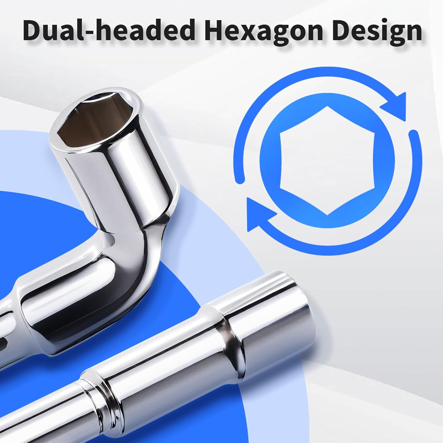 19mm Metric L Hex Socket Wrench，Elbow Double-Head Casing Angled Open Hex 6 point Socket Wrench，L Shaped Angled Open Hexagon Socketed Wrenches for Automotive & Machinery Repair