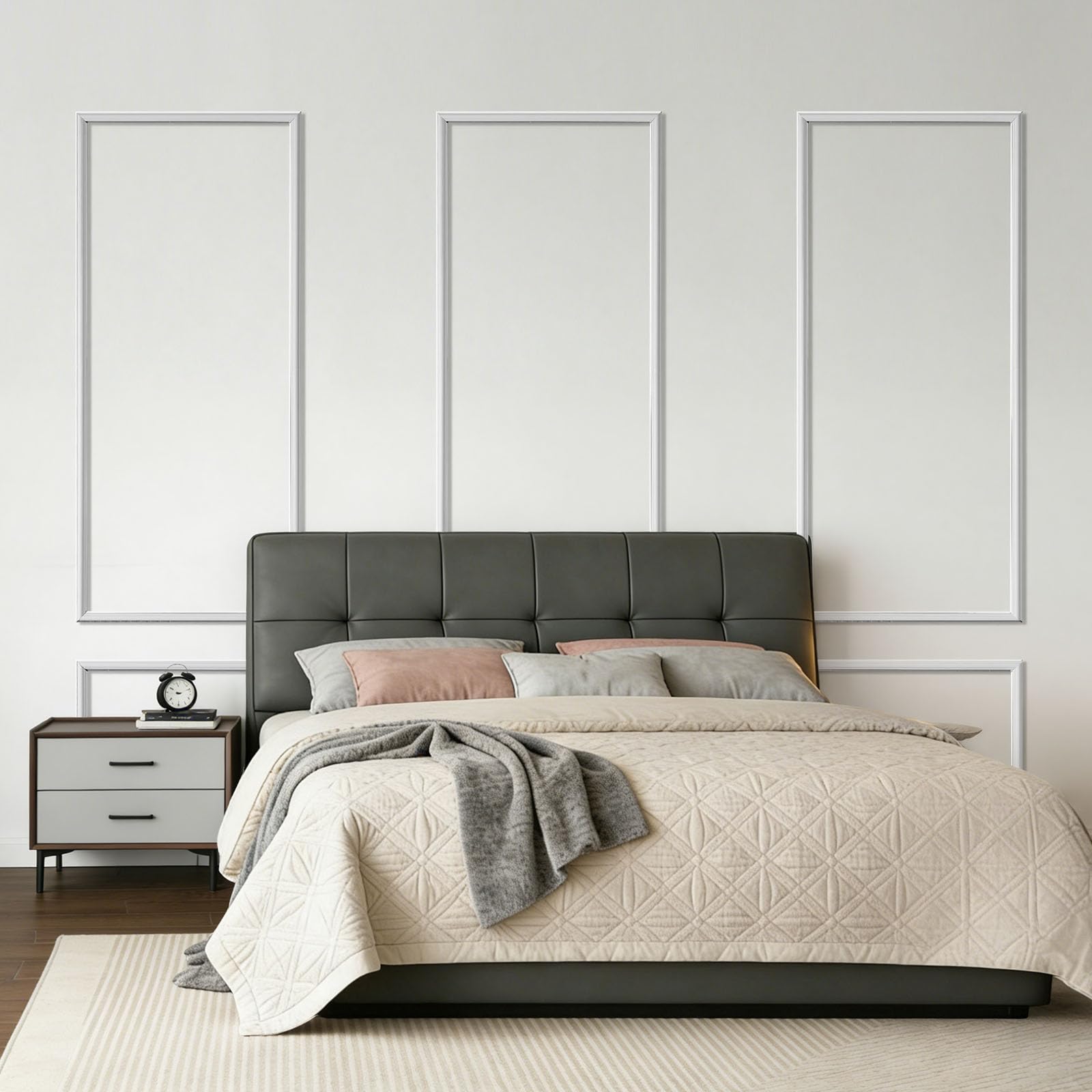 VEVOR Modanature per Pareti Confezione da 3, Pannelli per Rivestimento, Polistirene Leggero Verniciabile Facile da Installare, Profilo Largo Impermeabile per Interni Soggiorno, Camera da Letto