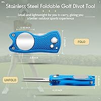 Vista 2 de 6 paquetes de herramientas de reparación de golf de acero inoxidable plegable de golf Divot herramienta magnética de botón de golf marcador