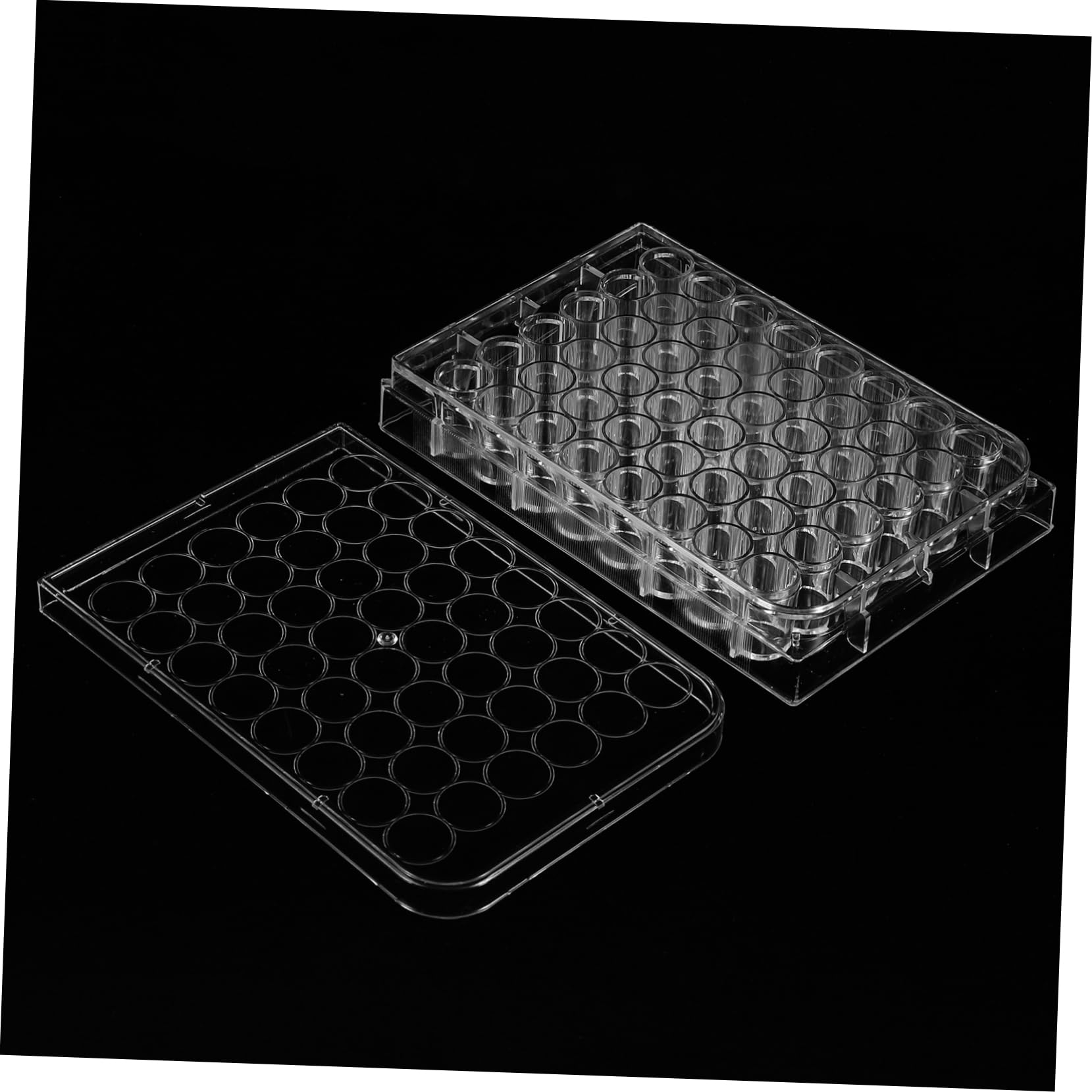 10 Piezas Plato Cultivo Bandejas Herramientas Pastillero Para Placa Cultivo Fondo Plano Tejido Equipo Clara Cultura Placas Petri 48 Bien Tapa Placa Reacción Piso