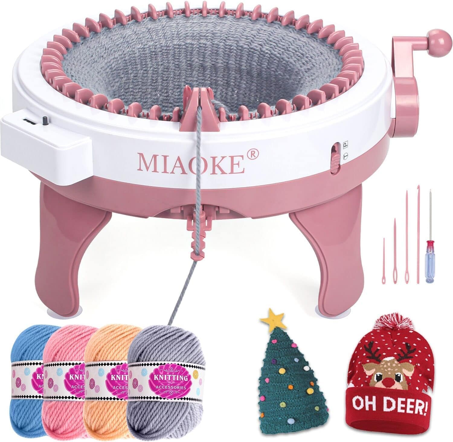 MIAOKE Knitting Machine, 48 Needles King Size Smart Weaving Loom Knitting Round Loom, Smart Knitting Board Rotating Double Knit Loom Machine, DIY Knitting Loom Machines Weaving Loom Kit for Adults
