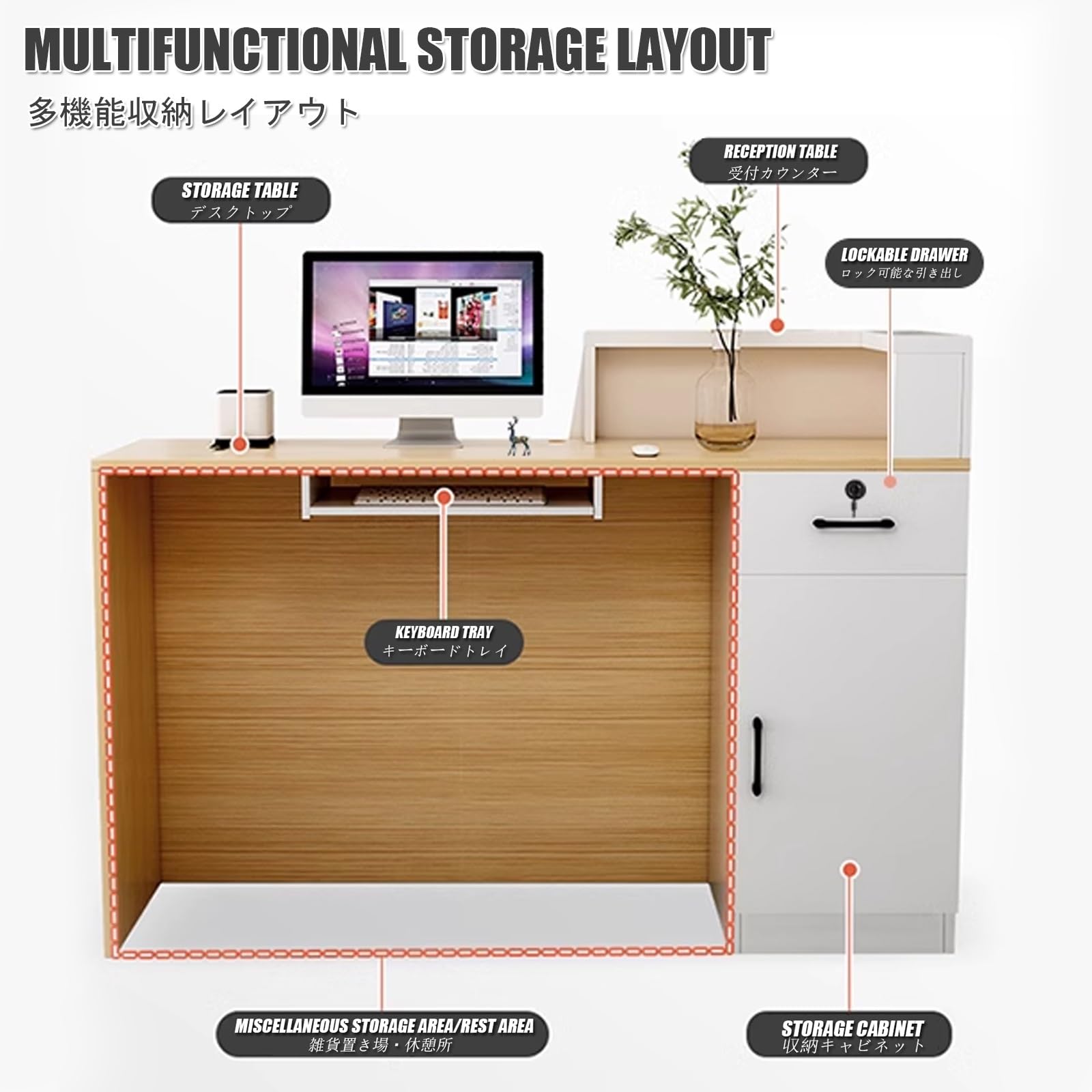 Thekentisch, Einzelhandelstheke, Rezeption mit Theke, kleine Einzelhandelskasse, for Lobbys, Salons, Einzelhandel, Home Offices, Empfangsräume(Gray,Right_L80CM/31.5IN)