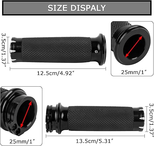 Miniatura 3 de PSLER Empuñaduras de mano negras para motocicleta de 1 pulgada universales para Touring Street Glide FLHX Suzuki Bobber Chopper Cafe Racer negro