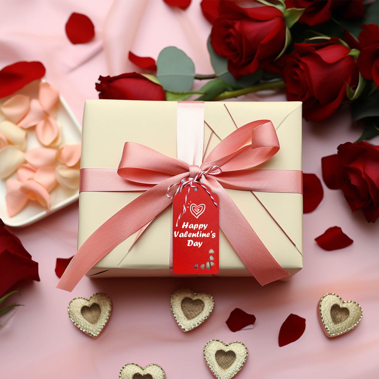 Bighan 200 Pcs Gift Tags Valentine's Day Red with 20M String, Hanging Kraft Paper Tags for Arts & Craft, Luggage Label - Image 3