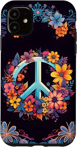 Funda para iPhone 11 Boho Floral Peace Sign