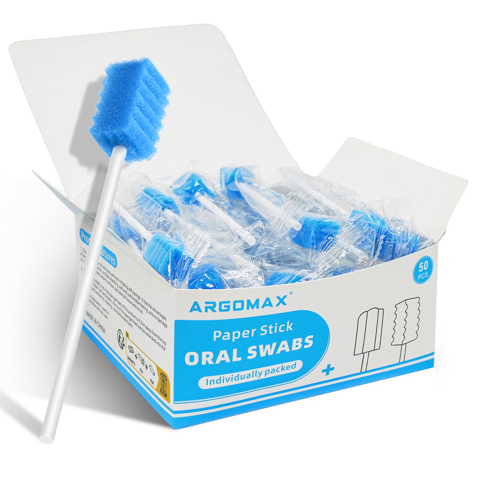 ARGOMAX 50 Tamponi In Schiuma Di Bambù, Senza Pelucchi