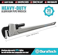 Vista 2 de DURATECH Llave de tubo recto de aluminio de 36 pulgadas de servicio pesado, llave de fontanería ajustable, forjada por caída, supera el estándar GGG