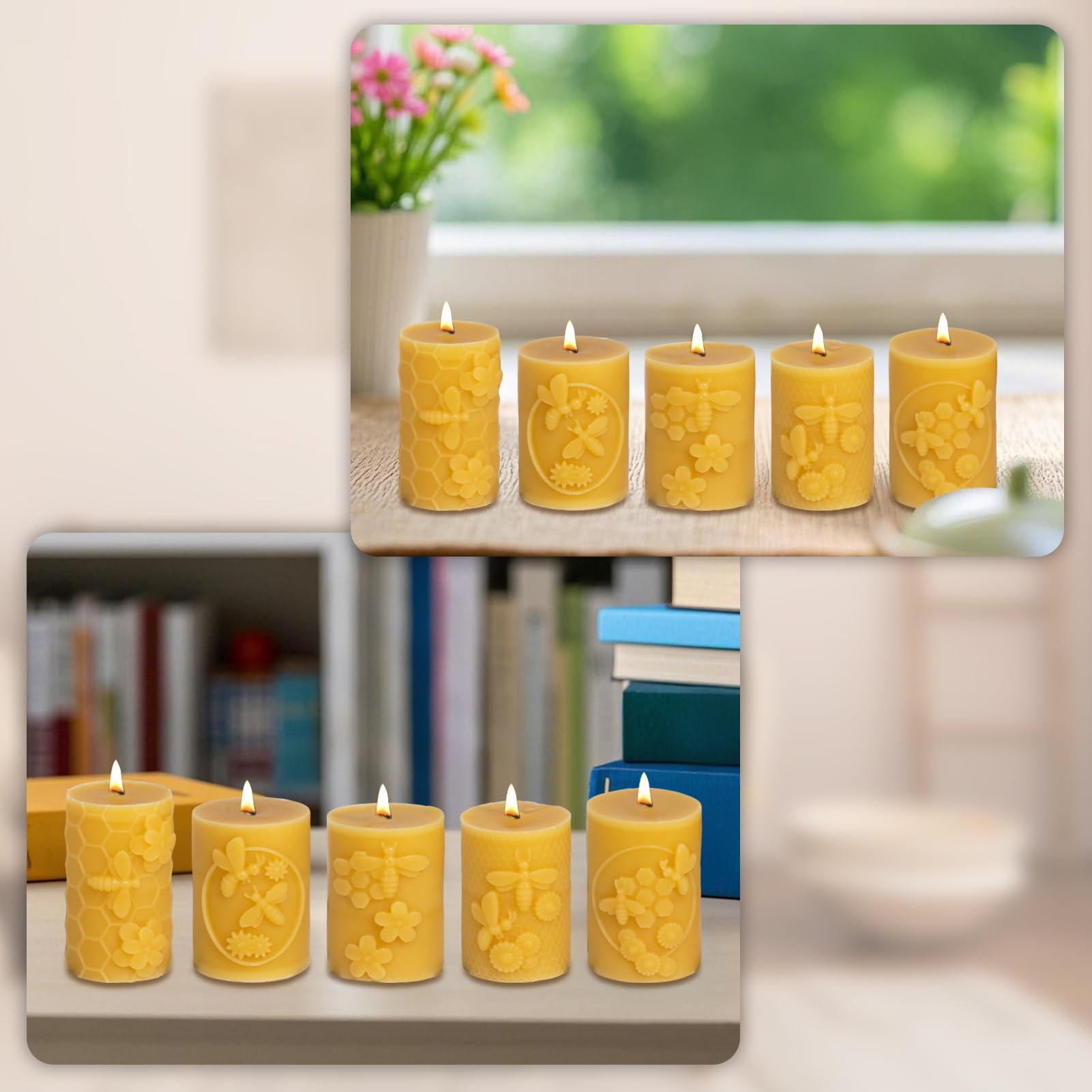 Forme per candele in silicone, forme in silicone per candele a torcia, forma in silicone con rilievo di api e favi, forme per candele in silicone, forme per candele in silicone 3D, forme per candele