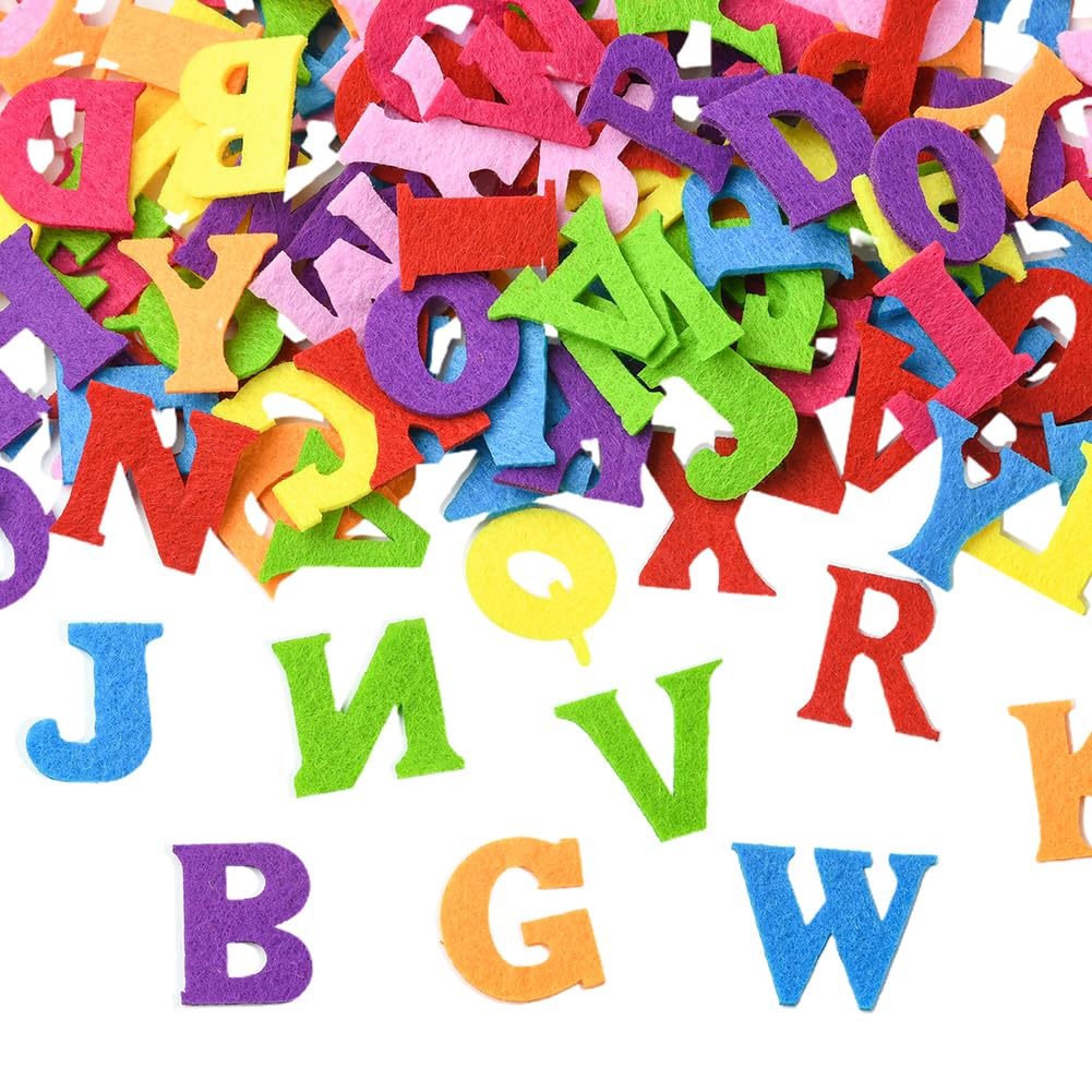 SUNNYCLUE 1 Box 150Pcs Felt Letters Felt Alphabet Bulk Flat Initial Pre Cut Decors Thin Colorful Letter Embellishments Woven Fabric Needle Felting for DIY Crafts Supplies Sewing Handicrafts Finishing