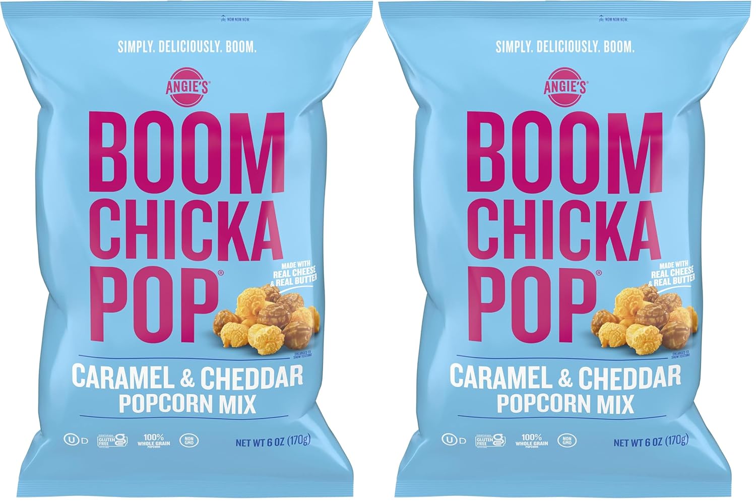 Angie’s BOOMCHICKAPOP Caramel and Cheddar Mix Popcorn, 6 Oz (Pack of 2)