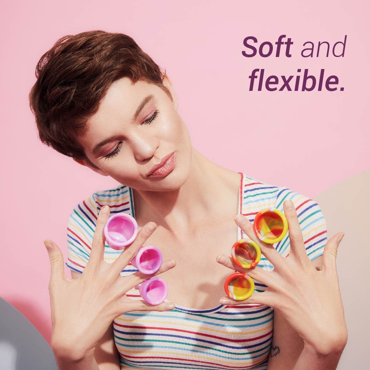 LUMMA® │ Flexible Menstrual Cups Made from Ultra-Thin Medical Grade Silicone (Pink Love, S)