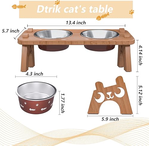 Miniatura 3 de Cuencos elevados para gatos, cuencos para gatos para comida y agua. Platos elevados inclinados de 15 para alimentación de alimentos, juego de