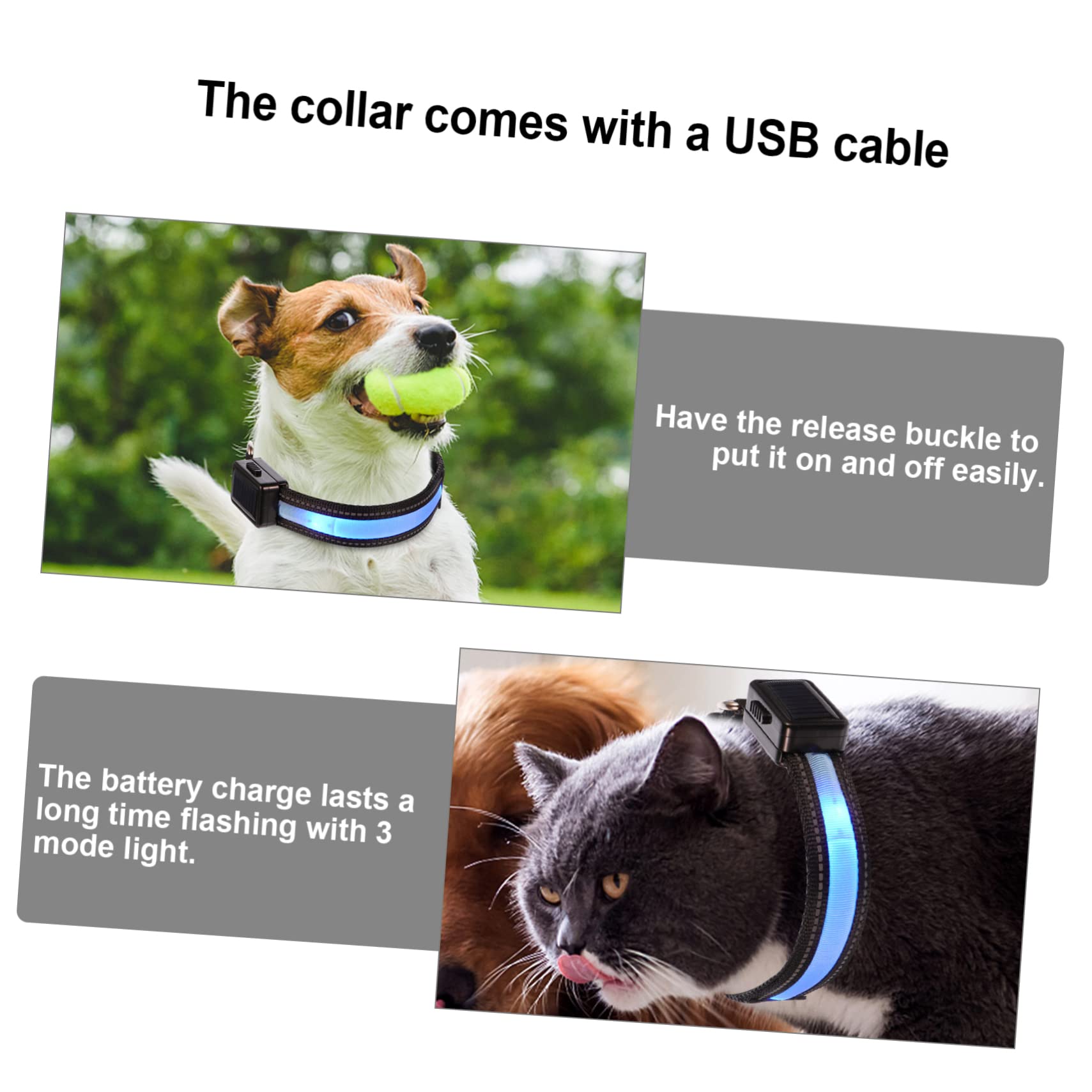 Beavorty 3juegos Collar Led para USB Recargable Acolchado y Seguro para Paseos para Camping y Actividades