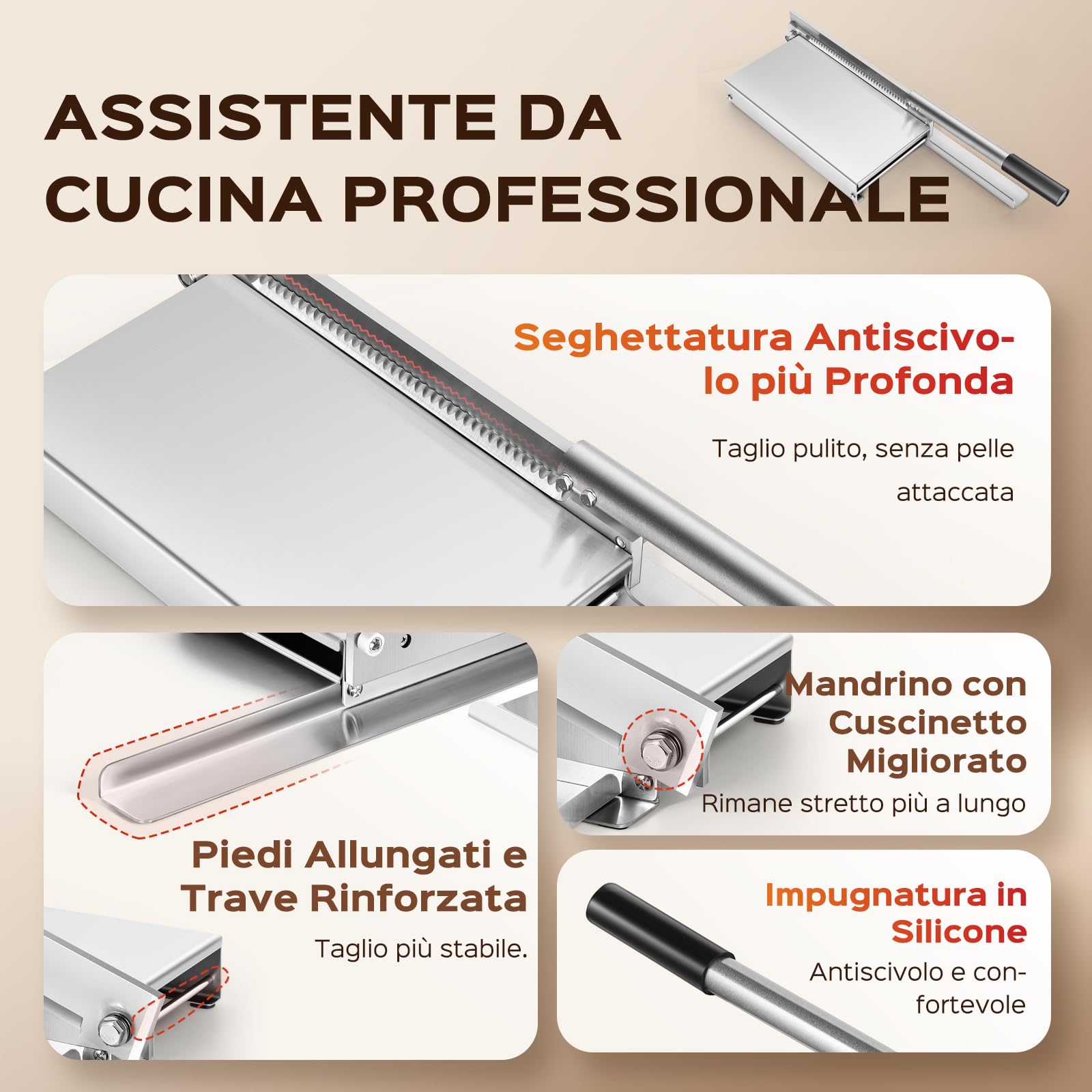 Moongiantgo Affettatrice Manuale per Carne Ossa, 36cm Lama, Taglia Carne